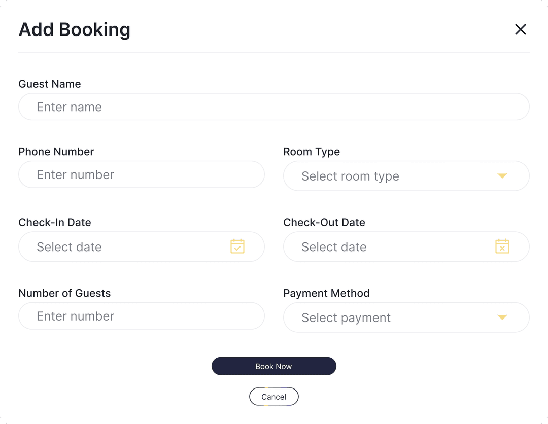 Add booking modal